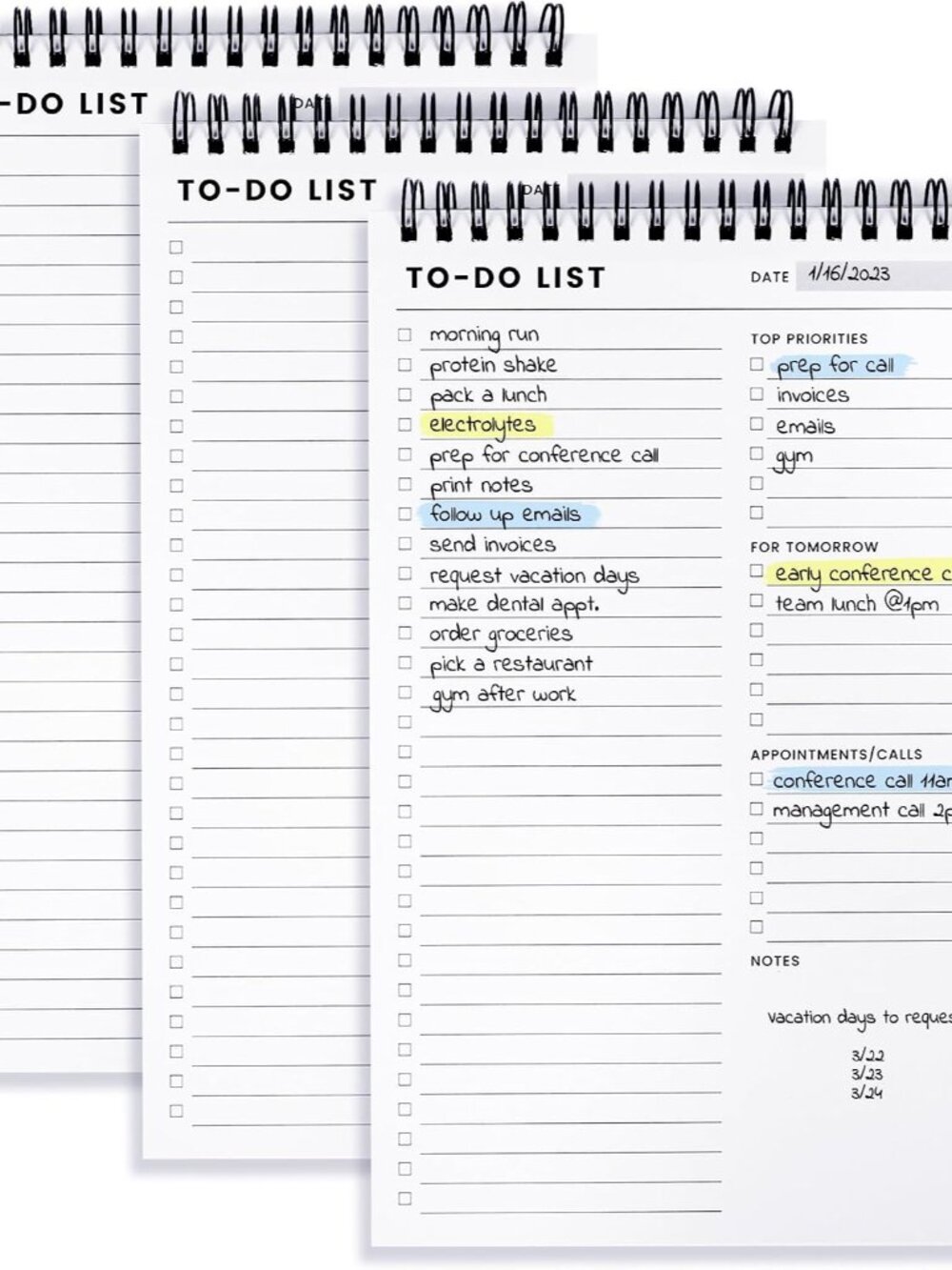 To Do List Notepad 3 Pack with Multiple Functional Sections, Daily Planner
